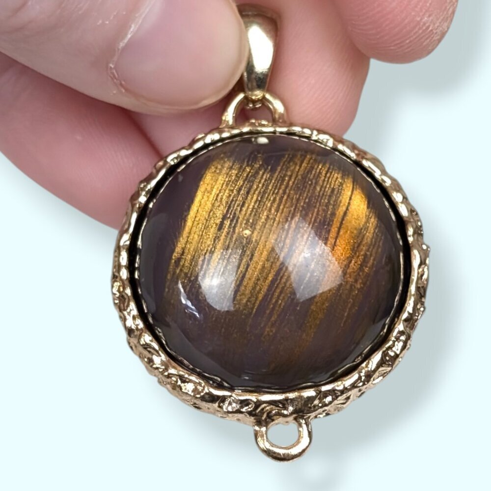 (2/$20) Faux Tiger's Eye Ball Pendant
